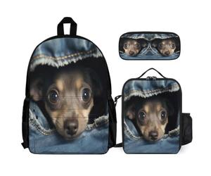 Backpack Dog with Lunch Box Pencil Case for Kids Age 7, Backpack Animal Puppy School Supplies Bundle Year 4 for Boys Weekend Adventures and Sports
