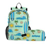 Backpack For Boys With Lunch Box Summer Beach Waves age 8-10 years old