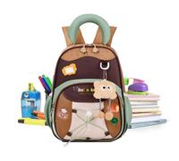 Backpack for Girls, 32 cm Height, Spacious Waterproof School Backpack, Colour Block Design, School Bag with Adjustable Buckle Closure, for Children from 3 to 6 Years, Primary School Travel, brown, see