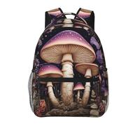 Backpack For Girls Boys Teens Schoolbag,Bookbag,3 Beer Bottles Daypack For High School,College,Travel,Work, Two Purple Mushrooms in the Woods, One Size