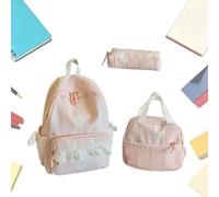 Backpack for Girls Lace Smooth Zip Large Space Adjustable, pink, See | Girls School Backpack Bookbag Kids Teens Elementary School Middle School High School Office Travel