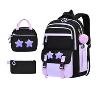 Backpack for Girls with Lunchbox 3 Piece Cute Star with Pencil Case