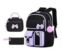 Backpack For Girls With Lunchbox | 3 Piece Waterproof Bow With Pencil Case