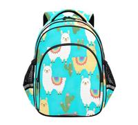 Backpack for Kids, Cartoon Llamas PastelGreen Backpack Elementary School, Cartoon Llamas Pastelgreen, 15 inches, Classic