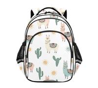 Backpack for Kids, Cute Llamas Cactus White Backpack Elementary School, Cute Llamas Cactus White, 15 inches, Classic
