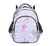 Backpack for Kids, Cute Mermaids Unicorns Purple Backpack Elementary School, Cute Mermaids Unicorns Purple, 17 Inch, Classic