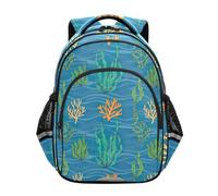 Backpack for Kids, Underwater Coral Plants Green Backpack Elementary School, Underwater Coral Plants Green, 15 inches, Classic