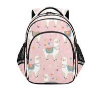 Backpack for Kids, Whimsical White Llamas Floral Backpack Elementary School, Whimsical White Llamas Floral, 17 Inch, Classic