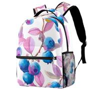 Backpack for Primary School Students, Travel Daypack Laptop Work Book Bag Cute Berries in Pastel Colors on White Background