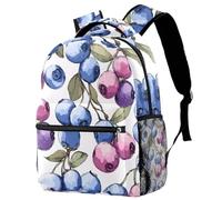 Backpack for Primary School Students, Travel Daypack Laptop Work Book Bag Seamless Berries in Pastel Colors on White Background