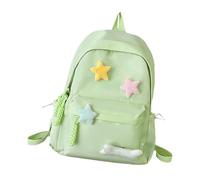 Backpack for School,Large Capacity School Bags with Plush Ornaments | Lightweight Casual with Laptop Compartment for Teen Girls Boys Middle School Students, Green, Refer to description