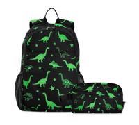 Backpack For School With Lunch Bag Neon Green Sauropod Dinosaurs 10-12