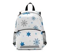 Backpack for Toddler Boys Girls, Blue Silver Snowflakes Small Travel Bookbag Little Kid's Backpacks 3-6 Years, Medium