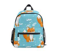 Backpack for Toddler Boys Girls, Cute Fox Blue Kindergarten Backpacks with Name Tag Small Little Kid's Backpacks Small