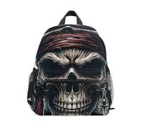 Backpack for Toddler Boys Girls, Jolly Roger Pirate Skull Small Kindergarten Backpacks with Name Tag, 6-8 Years