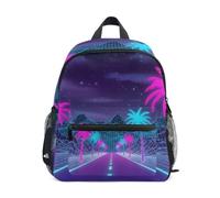 Backpack for Toddler Girls Boys, Neon Palm Trees Kids School Backpack, Neon Palm Trees, S, Cool Soccer Print Backpacks