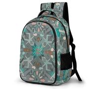 Backpack for Women Men Daypack Vintage Floral Plant Laptop Backpack Computer Bag Casual Nurse Bag Laptop Bag, Turquoise Bohemian Style, One Size, Travel Backpacks