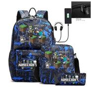 Backpack Games Minecraft 3pcs Teen School Bag For Girls Boys Women Men Middle Student Schoolbag Large Laptop Mochilas Picture Color3