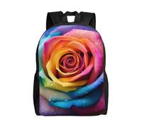 Backpack Gems Diamond Jewelry Jewels Luxury Travel Casual Laptop Backpack Waterproof Hiking Daypack For Men Women, Rainbow Rose Flower, One Size