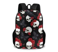 Backpack Gothic Crow Red Roses Flowers Skull Florals Rucksack Men and Women Backpacks Computer Pack Back for Student Laptop School