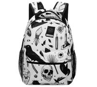 Backpack Gothic Trippy Moon Skull Dark Cat Black Witch Magic Spiritual Board School Bag Men and Women Daypack Casual Rucksack for Student School Laptop