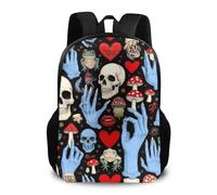 Backpack Halloween Goth Skull Mushroom Vampire Magic Witch Witchcraft School Bag Durable Rucksack Casual Daypack for Work College Student