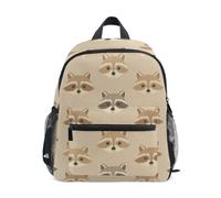 backpack kid with name tag Cute Grey Raccoon Faces Seamless Pattern