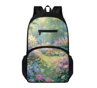 Backpack Kids Purple Pink Flower Green Lightweight & Breathable Childrens Backpack for Primary School & Nursery, Fits A4, Books, Notebooks and Accessories
