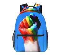 Backpack Lgbt Rainbow Gay Pride Flag Make A Fist And Raise Your Hand Bookbag Daypack Lightweight Fashion Sports Bags, For Travel, College, Laptop, Business, Outdoor