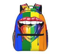 Backpack Lgbt Rainbow Gay Pride Flag There Is Love In The Tongue Bookbag Computer Backpack Personalised Casual Shoulder Bag, For College, Work, Travel, Outdoor, Business