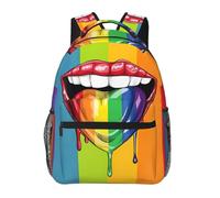 Backpack Lgbt Rainbow Gay Pride Flag There Is Love In The Tongue Computer Backpack Sports Bags Personalised Durable Rucksack, For Business, Travel, Outdoor, Work, College