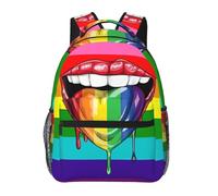 Backpack Lgbt Rainbow Gay Pride Flag There Is Love In The Tongue Shoulder Bag Book Bag Personalised Durable Computer Backpack, For College, Work, Laptop, Outdoor, Business