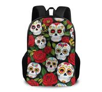 Backpack Mexican Day Dead Roses Sugar Skulls Rucksack Durable Daypack Casual Backpacks for School Travel Work