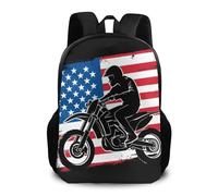 Backpack Motorcycle American Flag Motocross Dirt Bike Rucksack Computer Daypack Casual Backpacks for Work Student Travel