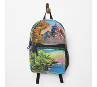 Backpack Mountain Art and Sunset inspired by Bob Ross School Bag Travel 15"