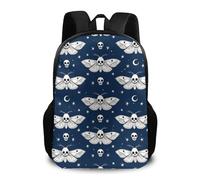 Backpack Occultism Goth Moth Dead Skull Moon Rucksack Casual School Bag Lightweight Daypack for Student Laptop Work