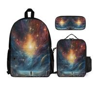 Backpack Owl 3 Piece Set for Students 10-12 Years, School Bag Bird Theme with Lunch Tote and Pencil Case Year 6 for Boys Weekend Adventures and Sports