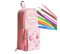 Backpack Pen Case - Large Capacity Organiser, Multifunctional Zip Bag, Durrable School Startery Holder, Portable Travel Bag, Ideal for Students, Artists and Professionals, Strawberry Rabbit, see
