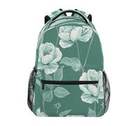 Backpack Plane Leaves Flower White Green Pattern Sports Bags Daypack Personalised Soft Book Bag, For Business, Travel, Work, College, Laptop