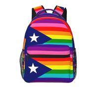 Backpack Puerto Rican Rainbow Pride Flag Computer Backpack Sports Bags Lightweight Personalised Book Bag, For Business, Travel, Work, College, Laptop