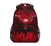 Backpack Red Wing Skull Print School Bag Casual Rucksack Men And Women Daypack For Travel Student Work