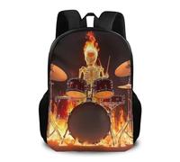 Backpack Rock Drums Fire Flame Skull Skeleton Rucksack Computer School Bag Durable Backpacks for Student Work School