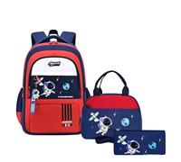 Backpack Set for Boys Astronaut Schoolbag with Lunch Box Pencil Case Set Bookbags for Kids Children Waterproof Lightweight Backpacks