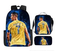 Backpack set for girls and boys, football star patterned Schoolbag, casual day bag(AS2)