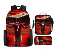 Backpack set for girls and boys, football star patterned Schoolbag, casual day bag(E)