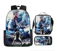Backpack set for girls and boys, football star patterned Schoolbag, casual day bag(H)
