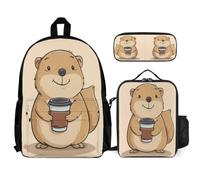 Backpack Squirrel 3 Piece Set for Students 10-12 Years, School Bag Animal with Lunch Tote and Pencil Case Year 6 for Boys Weekend Adventures and Sports