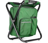 Backpack Stool Cooler Chair - Portable Heavy Duty Folding Seat with 300 LBS Max Load for Camping, Hunting, and Fishing