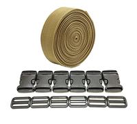 Backpack Strap 3 Metres x 32 mm + 12 Plastic Buckles, Nylon Strap with Press Studs, Backpack Strap, Luggage Strap, Suitcase Strap, (32 mm, Beige 3465)