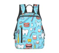 Backpack Teeth Dental Seamless Pattern Blue School Bag Computer Backpacks Durable Rucksack for College Student Laptop
